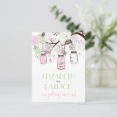 Faire-part Carte postale d'annonce de mariage à conserver dan (Debout devant)