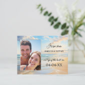 Faire-part Carte postale d'annonce de mariage à la plage à l' (Debout devant)