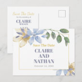 Faire-part Carte postale d'annonce de mariage à l'aquarelle f (Devant / Derrière)