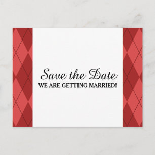 Faire-part Carte postale d'annonce de mariage Argyle Rouge