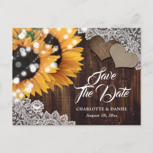 Faire-part Carte postale d'annonce de mariage au tournesol ru