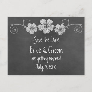 Faire-part Carte postale d'annonce de mariage aux roses blanc