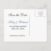 Faire-part Carte postale d'annonce de mariage avec coucher de (Dos)