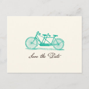 Faire-part Carte postale d'annonce de mariage avec vélo tande
