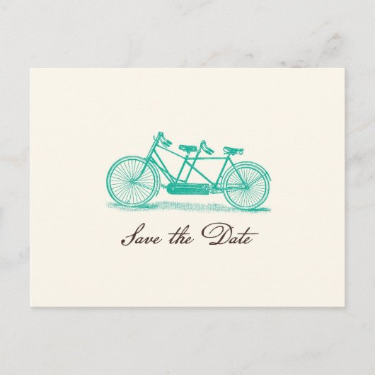 Faire-part Carte postale d'annonce de mariage avec vélo tande (Devant)