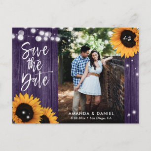 Faire-part Carte postale d'annonce de mariage champêtre avec 