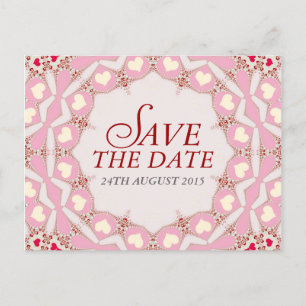 Faire-part Carte postale d'annonce de mariage coeurs rouges e