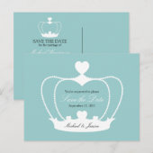 Faire-part Carte postale d'annonce de mariage Couronne élégan (Devant / Derrière)