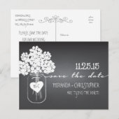 Faire-part Carte postale d'annonce de mariage en ardoise et p (Devant / Derrière)