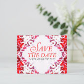Faire-part Carte postale d'annonce de mariage en Batik Rouge (Debout devant)