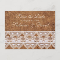 Carte postale d'annonce de mariage en cuir et dent