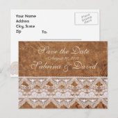 Faire-part Carte postale d'annonce de mariage en cuir et dent (Devant / Derrière)