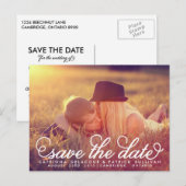 Faire-part Carte postale d'annonce de mariage en écriture jol (Devant / Derrière)