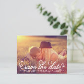 Faire-part Carte postale d'annonce de mariage en écriture jol (Debout devant)