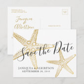 Faire-part Carte postale d'annonce de mariage étoile de mer d (Devant / Derrière)