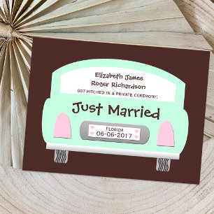 Faire-part Carte postale d'annonce de mariage fuite en amoure