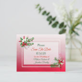 Faire-part Carte postale d'annonce de mariage hivernal thème (Debout devant)