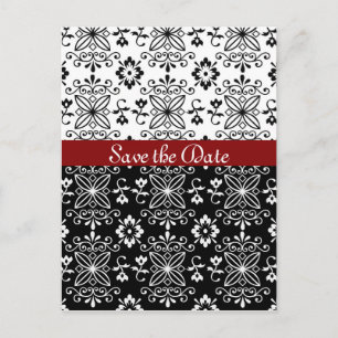 Faire-part Carte postale d'annonce de mariage noir, blanc et