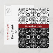 Faire-part Carte postale d'annonce de mariage noir, blanc et  (Devant / Derrière)