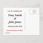 Faire-part Carte postale d'annonce de mariage noir, blanc et  (Dos)