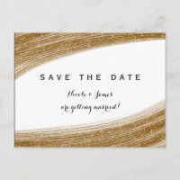 Carte postale d'annonce de mariage pailletée dorée
