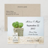 Faire-part Carte postale d'annonce de mariage succulente (Devant / Derrière)