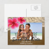 Faire-part Carte postale d'annonce de mariage thème plage (Devant / Derrière)