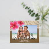 Faire-part Carte postale d'annonce de mariage thème plage (Debout devant)