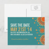 Faire-part Carte postale d'annonce de mariage thème soleil d' (Devant / Derrière)