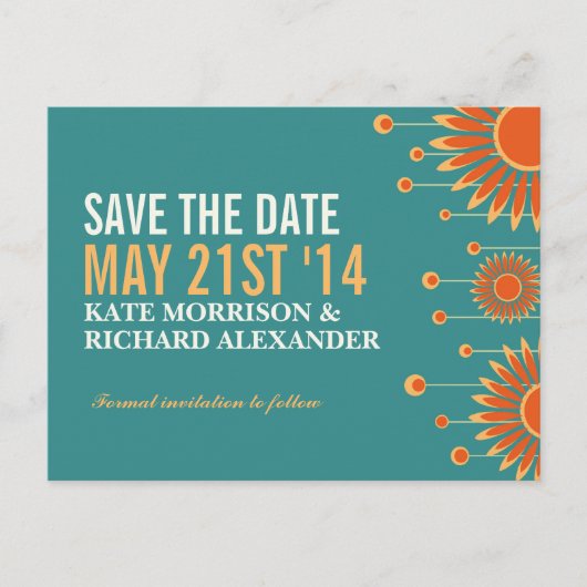 Faire-part Carte postale d'annonce de mariage thème soleil d' (Devant)