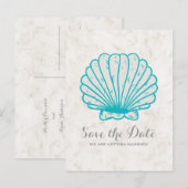 Faire-part Carte postale d'annonce de mariage Turquoise Rusti (Devant / Derrière)