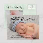 Faire-part Carte postale d'annonce de naissance à écriture él (Devant / Derrière)