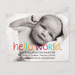 Faire-part Carte postale d'annonce de naissance avec photo He