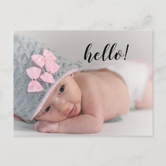 Faire-part Carte postale d'annonce de naissance Bonjour Merci (Devant)