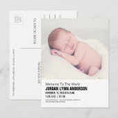 Faire-part Carte postale d'annonce de naissance de bébé avec  (Devant / Derrière)