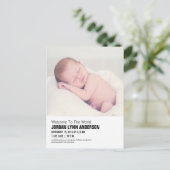 Faire-part Carte postale d'annonce de naissance de bébé avec  (Debout devant)
