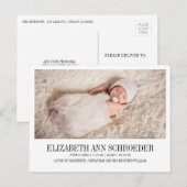 Faire-part Carte postale d'annonce de naissance de bébé class (Devant / Derrière)