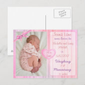 Faire-part Carte postale d'annonce de naissance de bébé fille (Devant / Derrière)