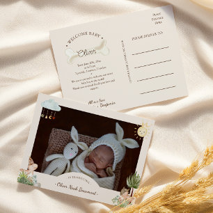 Faire-part Carte postale d'annonce de naissance de dinosaure 