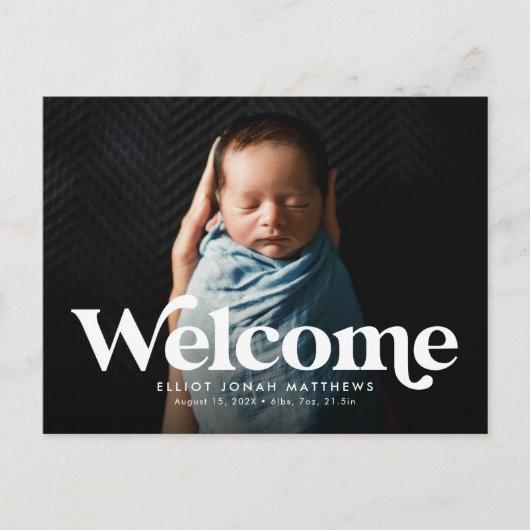 Faire-part Carte postale d'annonce de naissance rétro audacie (Devant)