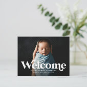 Faire-part Carte postale d'annonce de naissance rétro audacie (Debout devant)