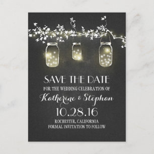 Faire-part carte postale d'annonce de SAVE THE DATE rustique 