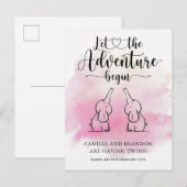 Faire-part Carte postale d'annonce Jumeaux Eléphants (Devant / Derrière)