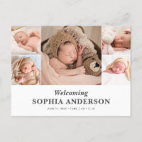 Carte postale d'annonce photo de bébé bienvenue