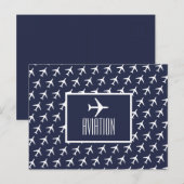 Faire-part Carte postale d'aviation Pilote d'avion blanc funk (Devant / Derrière)