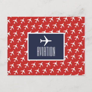 Faire-part Carte postale d'aviation Pilote d'avion blanc funk