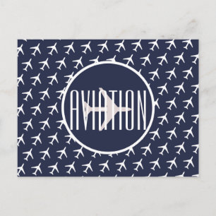 Faire-part Carte postale d'aviation Pilote d'avion blanc funk