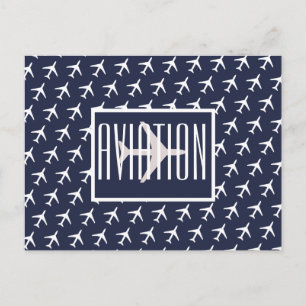 Faire-part Carte postale d'aviation Pilote d'avion blanc funk