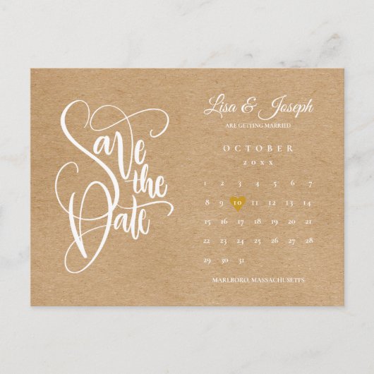 Faire-part Carte postale de calendrier de script enregistrer (Devant)