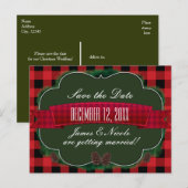 Faire-part Carte postale de campagne rustique à carreaux roug (Devant / Derrière)